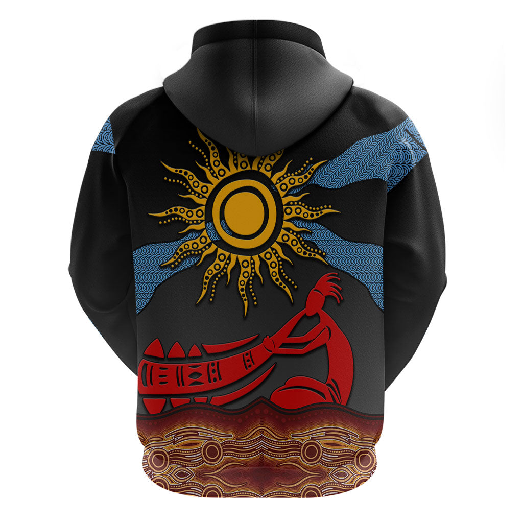 Didgeridoo Zip Hoodie Australian Aboriginal Sun Motif Indigenous Art