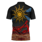 Didgeridoo Zipper Polo Shirt Australian Aboriginal Sun Motif Indigenous Art