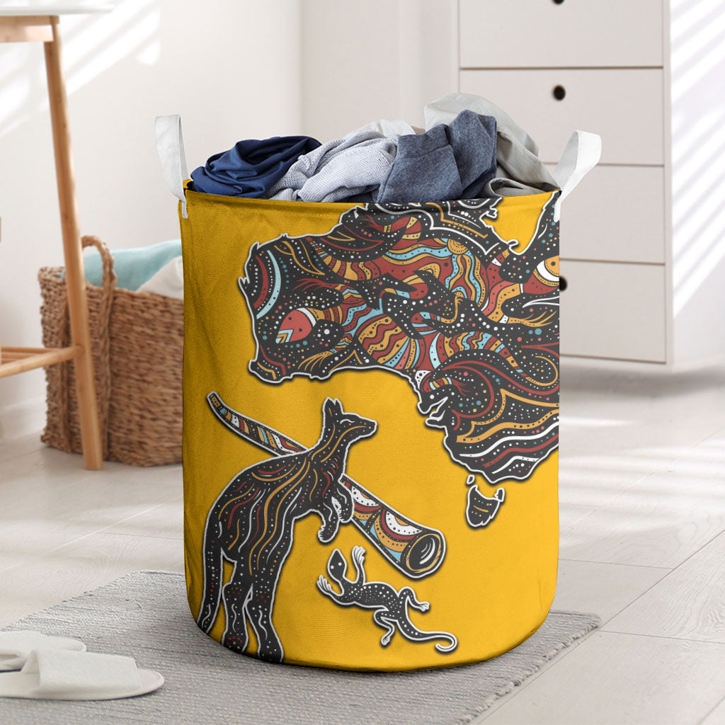 Didgeridoo Kangaroo Australia Laundry Basket Aboriginal Dot Art Indigenous Wildlife