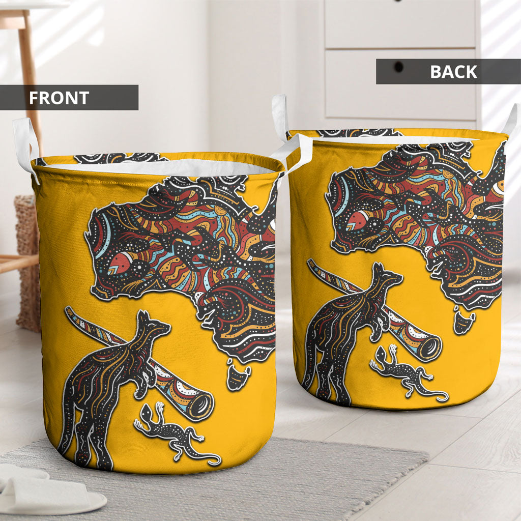 Didgeridoo Kangaroo Australia Laundry Basket Aboriginal Dot Art Indigenous Wildlife