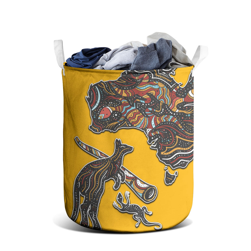 Didgeridoo Kangaroo Australia Laundry Basket Aboriginal Dot Art Indigenous Wildlife