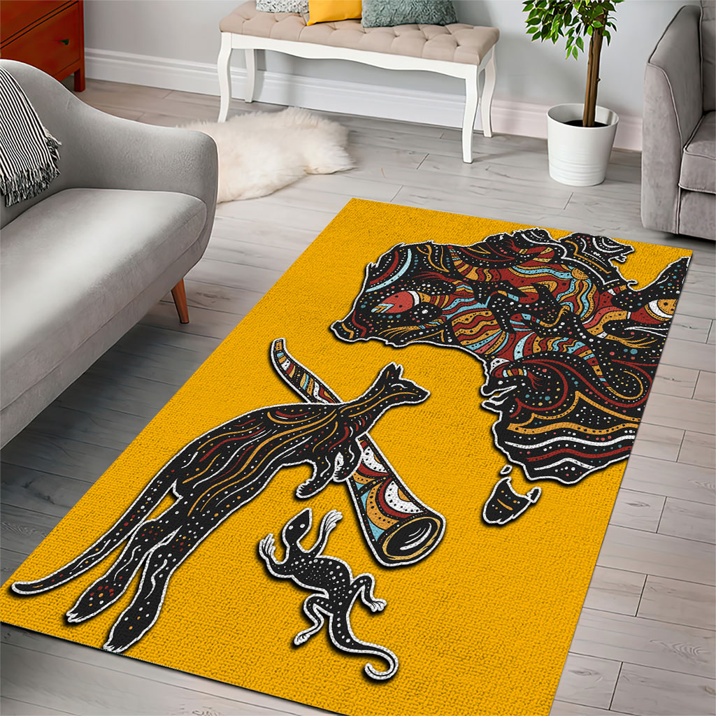 Didgeridoo Kangaroo Australia Area Rug Aboriginal Dot Art Indigenous Wildlife