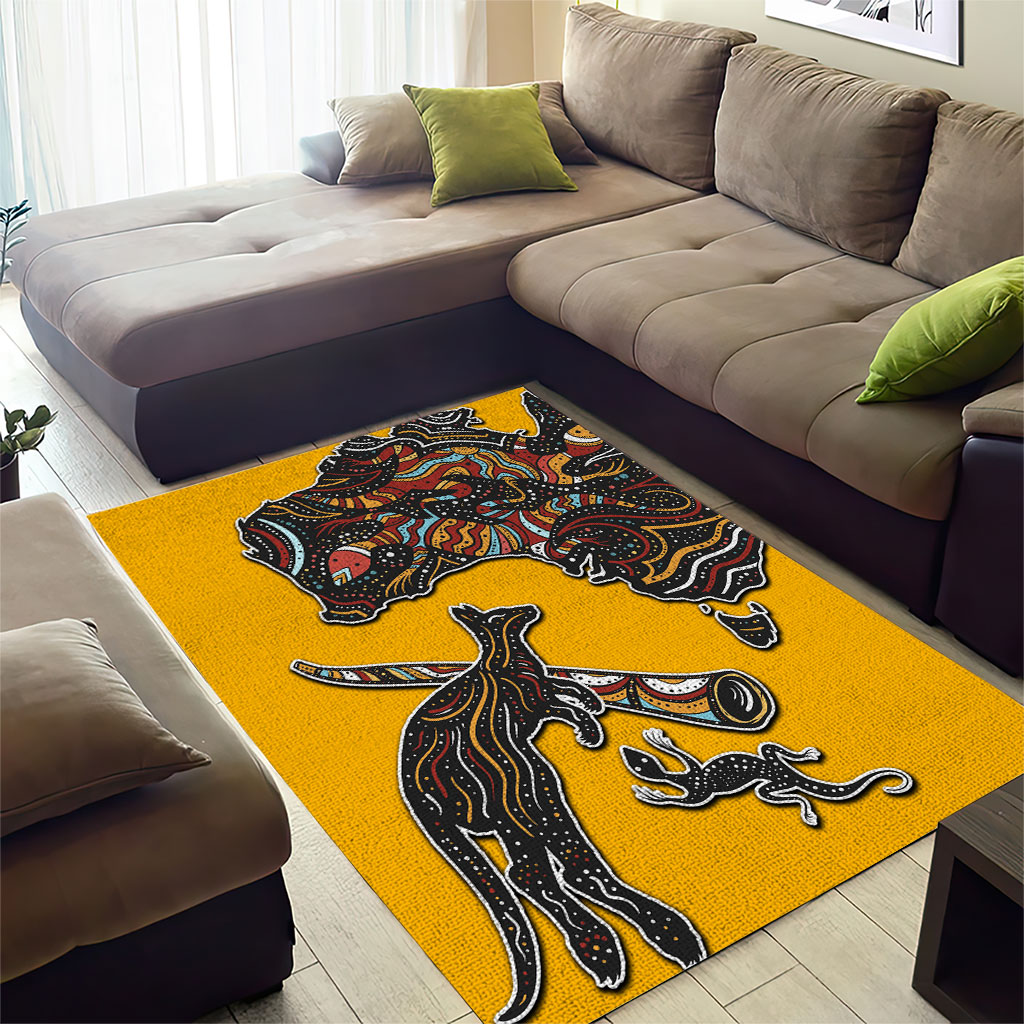 Didgeridoo Kangaroo Australia Area Rug Aboriginal Dot Art Indigenous Wildlife