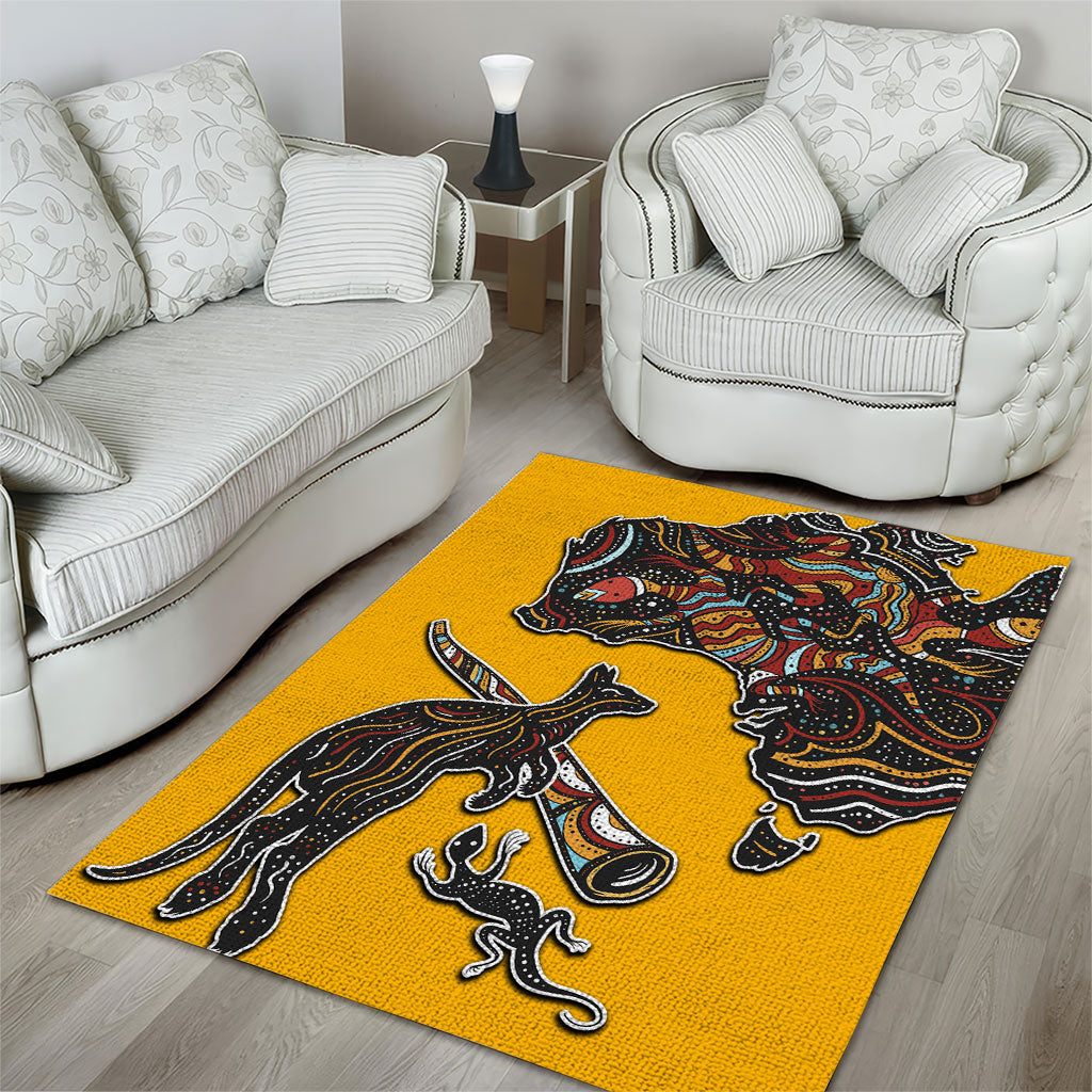 Didgeridoo Kangaroo Australia Area Rug Aboriginal Dot Art Indigenous Wildlife
