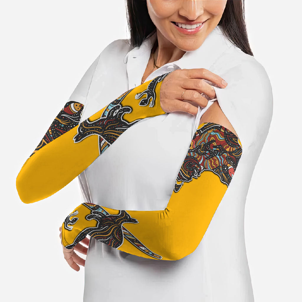 Didgeridoo Kangaroo Australia Arm Sleeves Aboriginal Dot Art Indigenous Wildlife