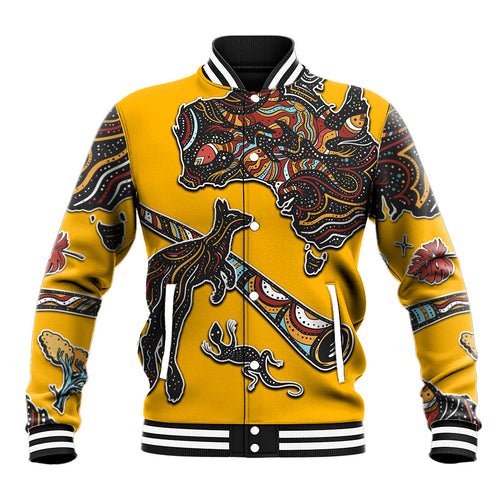 Didgeridoo Kangaroo Australia Baseball Jacket Aboriginal Dot Art Indigenous Wildlife