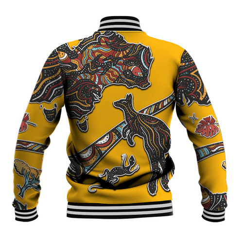 Didgeridoo Kangaroo Australia Baseball Jacket Aboriginal Dot Art Indigenous Wildlife