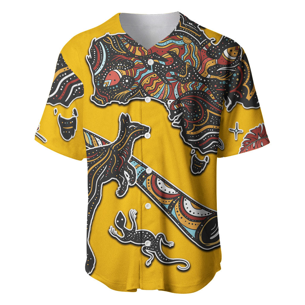Didgeridoo Kangaroo Australia Baseball Jersey Aboriginal Dot Art Indigenous Wildlife