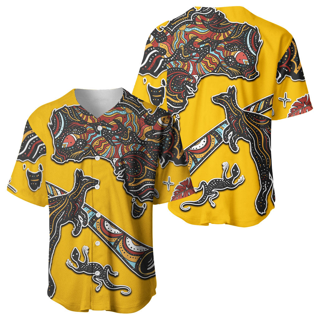 Didgeridoo Kangaroo Australia Baseball Jersey Aboriginal Dot Art Indigenous Wildlife