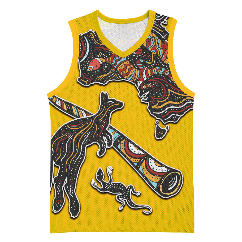 Didgeridoo Kangaroo Australia Basketball Jersey Aboriginal Dot Art Indigenous Wildlife