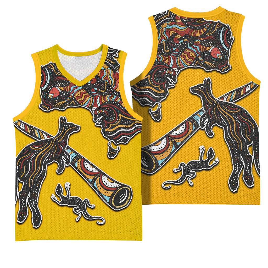 Didgeridoo Kangaroo Australia Basketball Jersey Aboriginal Dot Art Indigenous Wildlife
