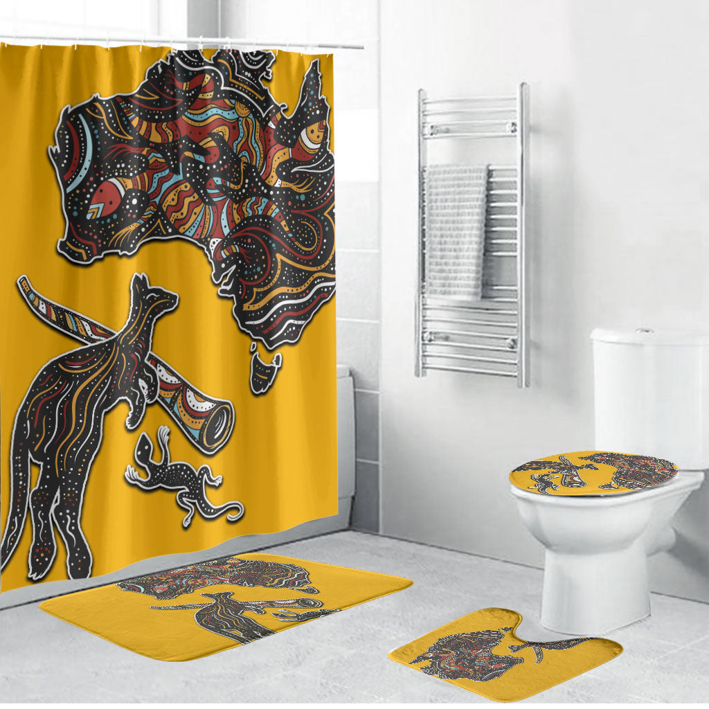 Didgeridoo Kangaroo Australia Bathroom Set Aboriginal Dot Art Indigenous Wildlife