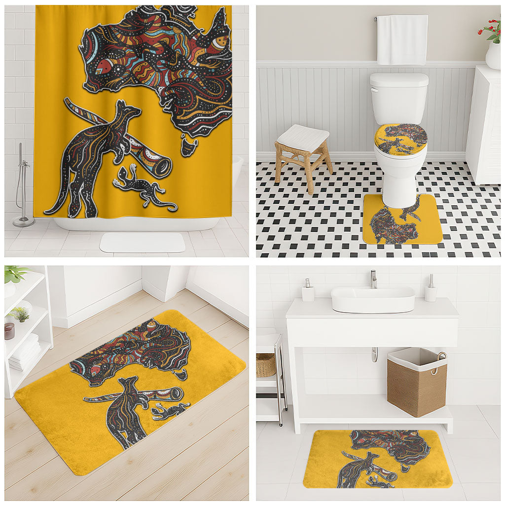 Didgeridoo Kangaroo Australia Bathroom Set Aboriginal Dot Art Indigenous Wildlife