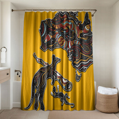 Didgeridoo Kangaroo Australia Bathroom Set Aboriginal Dot Art Indigenous Wildlife
