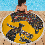 Didgeridoo Kangaroo Australia Beach Blanket Aboriginal Dot Art Indigenous Wildlife