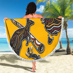 Didgeridoo Kangaroo Australia Beach Blanket Aboriginal Dot Art Indigenous Wildlife