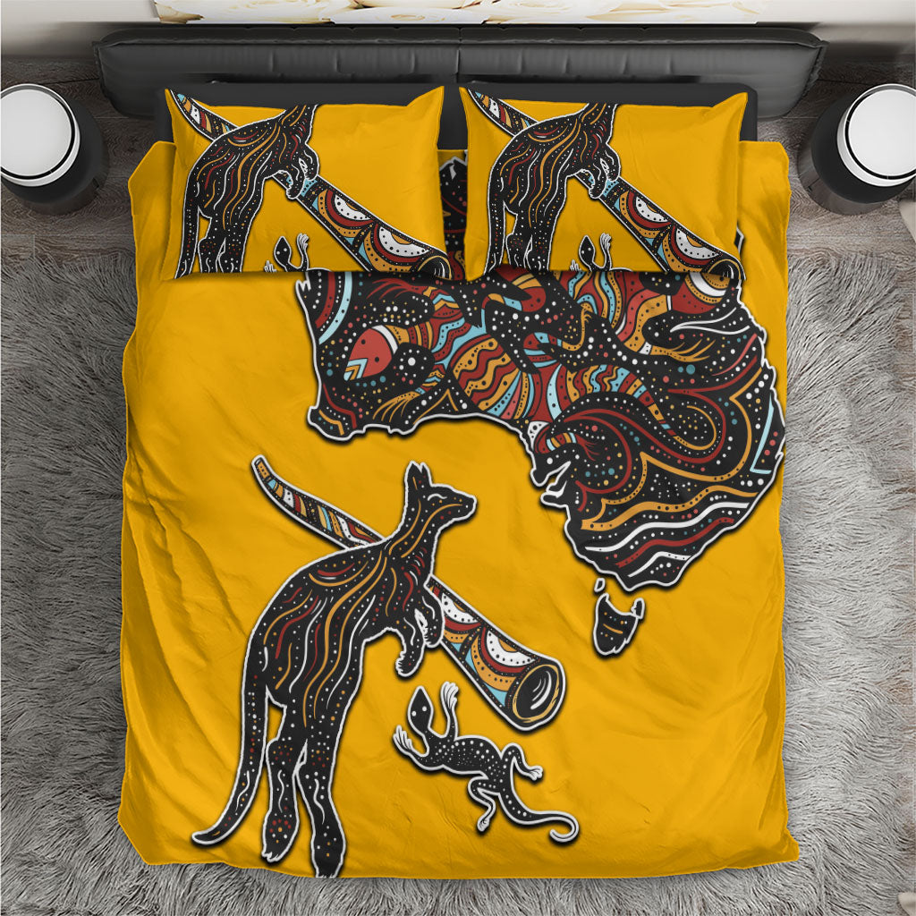 Didgeridoo Kangaroo Australia Bedding Set Aboriginal Dot Art Indigenous Wildlife