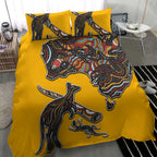 Didgeridoo Kangaroo Australia Bedding Set Aboriginal Dot Art Indigenous Wildlife