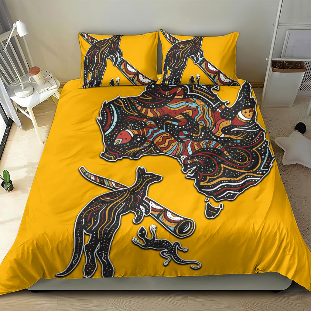Didgeridoo Kangaroo Australia Bedding Set Aboriginal Dot Art Indigenous Wildlife