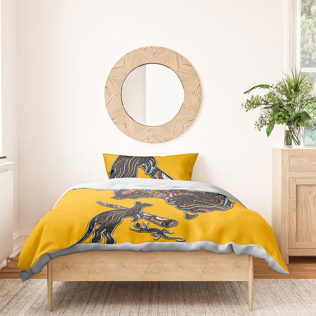 Didgeridoo Kangaroo Australia Bedding Set Aboriginal Dot Art Indigenous Wildlife