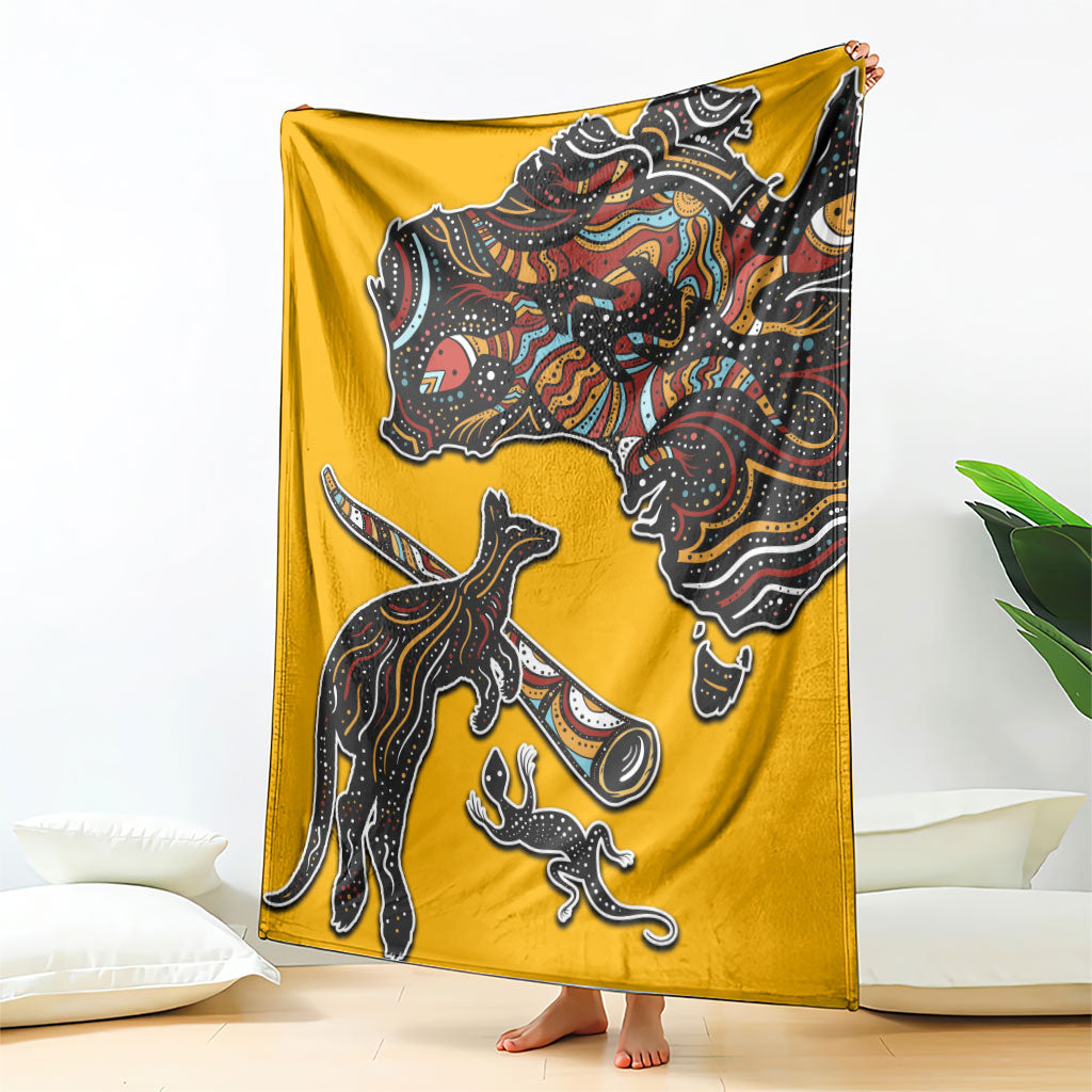 Didgeridoo Kangaroo Australia Blanket Aboriginal Dot Art Indigenous Wildlife