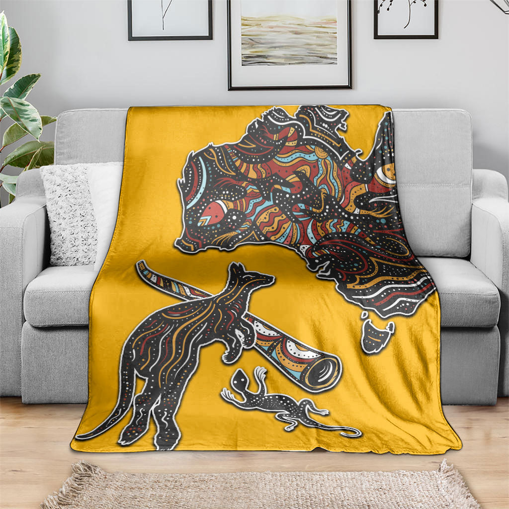 Didgeridoo Kangaroo Australia Blanket Aboriginal Dot Art Indigenous Wildlife