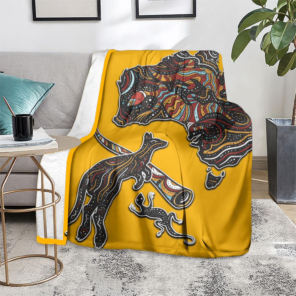 Didgeridoo Kangaroo Australia Blanket Aboriginal Dot Art Indigenous Wildlife