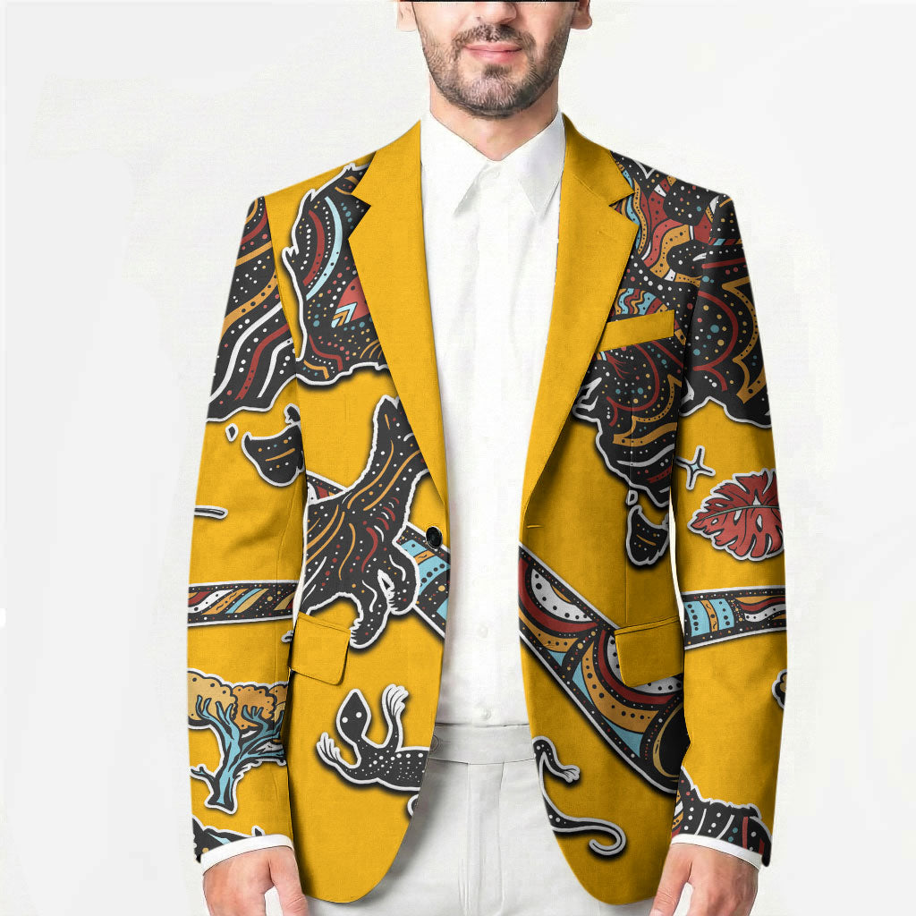 Didgeridoo Kangaroo Australia Blazer Aboriginal Dot Art Indigenous Wildlife