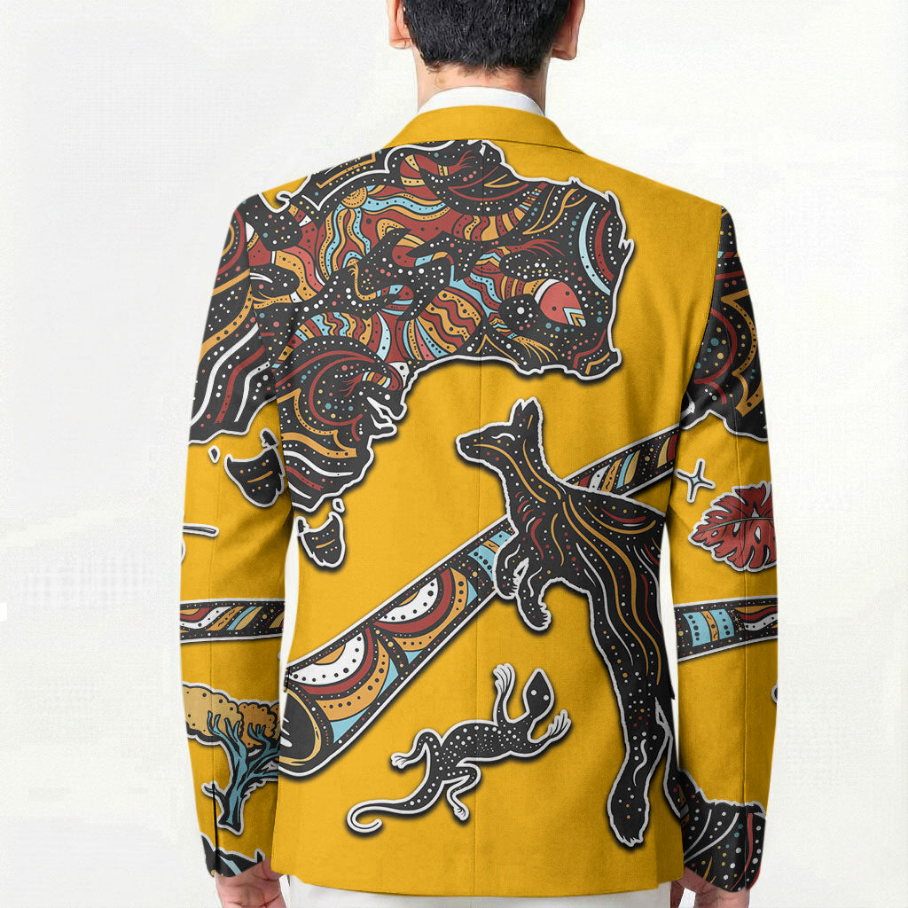 Didgeridoo Kangaroo Australia Blazer Aboriginal Dot Art Indigenous Wildlife