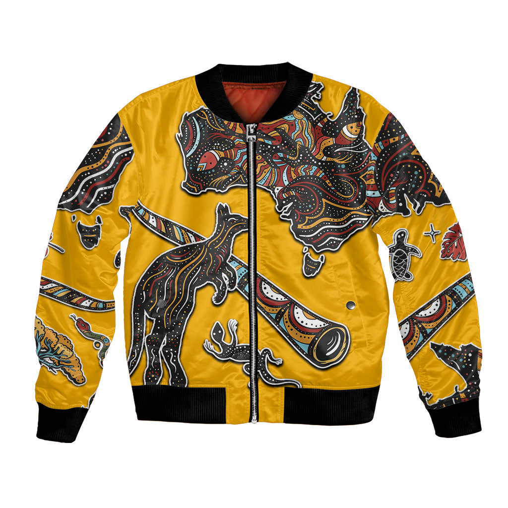 Didgeridoo Kangaroo Australia Bomber Jacket Aboriginal Dot Art Indigenous Wildlife