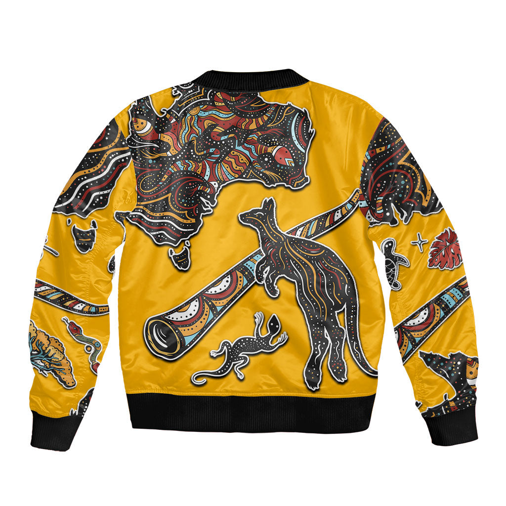Didgeridoo Kangaroo Australia Bomber Jacket Aboriginal Dot Art Indigenous Wildlife