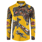 Didgeridoo Kangaroo Australia Button Sweatshirt Aboriginal Dot Art Indigenous Wildlife