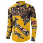 Didgeridoo Kangaroo Australia Button Sweatshirt Aboriginal Dot Art Indigenous Wildlife