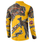 Didgeridoo Kangaroo Australia Button Sweatshirt Aboriginal Dot Art Indigenous Wildlife