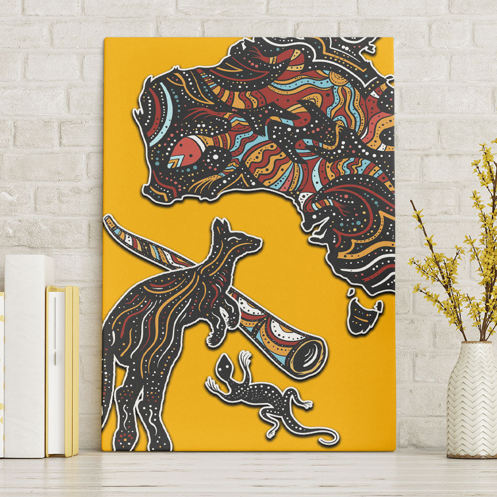 Didgeridoo Kangaroo Australia Canvas Wall Art Aboriginal Dot Art Indigenous Wildlife