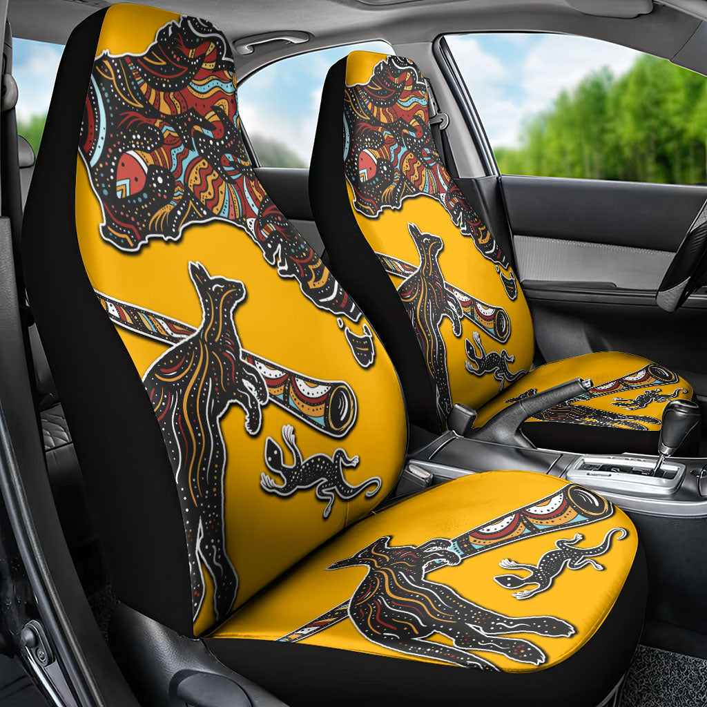 Didgeridoo Kangaroo Australia Car Seat Cover Aboriginal Dot Art Indigenous Wildlife