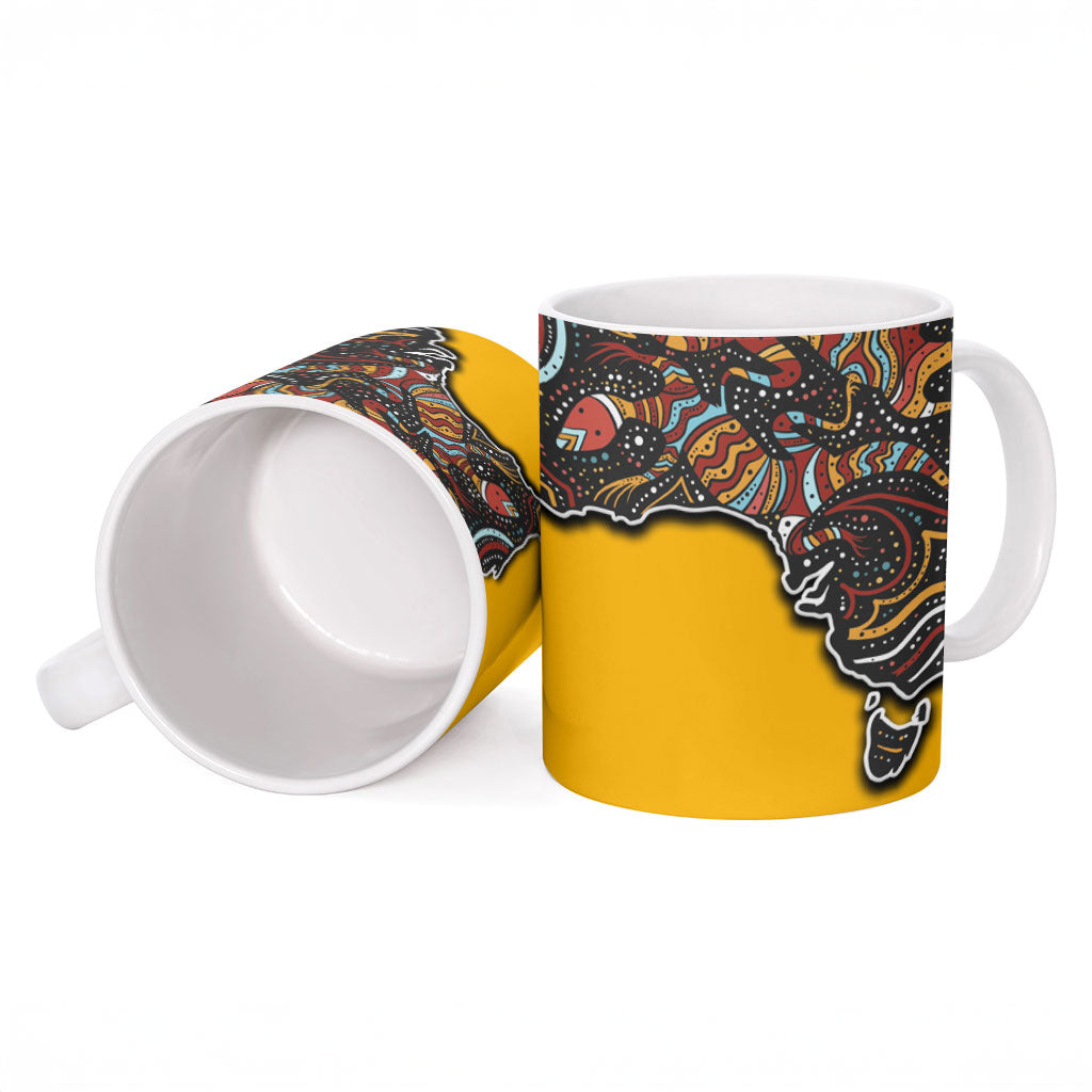 Didgeridoo Kangaroo Australia Ceramic Mug Aboriginal Dot Art Indigenous Wildlife