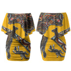 Didgeridoo Kangaroo Australia Couples Matching Off Shoulder Short Dress and Hawaiian Shirt Aboriginal Dot Art Indigenous Wildlife
