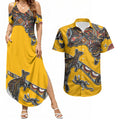 Didgeridoo Kangaroo Australia Couples Matching Summer Maxi Dress and Hawaiian Shirt Aboriginal Dot Art Indigenous Wildlife