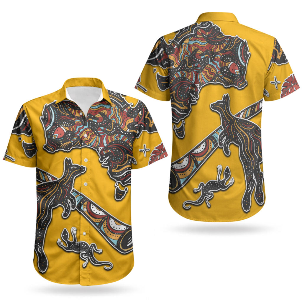 Didgeridoo Kangaroo Australia Couples Matching Summer Maxi Dress and Hawaiian Shirt Aboriginal Dot Art Indigenous Wildlife