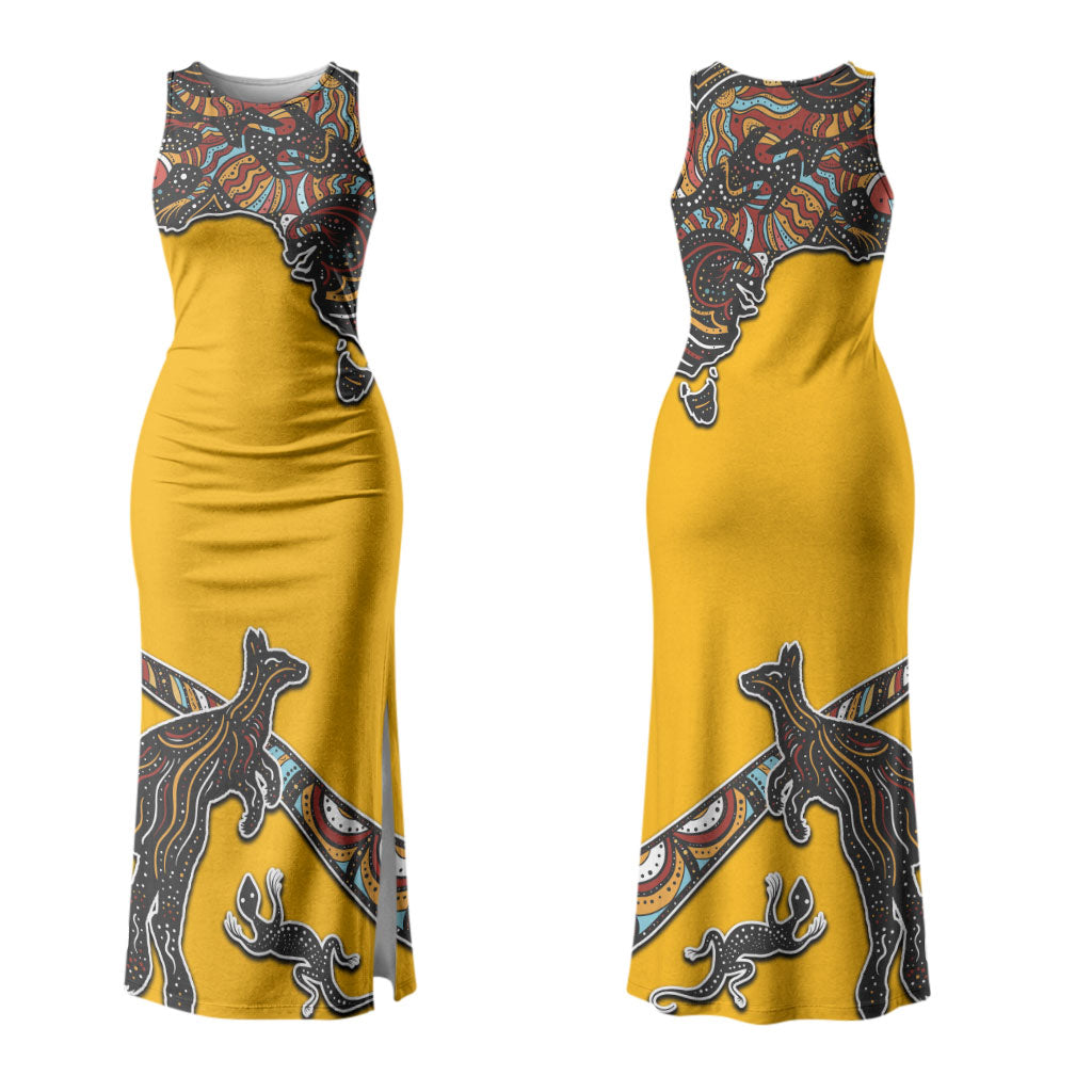 Didgeridoo Kangaroo Australia Couples Matching Tank Maxi Dress and Hawaiian Shirt Aboriginal Dot Art Indigenous Wildlife