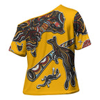 Didgeridoo Kangaroo Australia Cross Shoulder Shirt Aboriginal Dot Art Indigenous Wildlife
