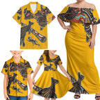 Didgeridoo Kangaroo Australia Family Matching Off Shoulder Maxi Dress and Hawaiian Shirt Aboriginal Dot Art Indigenous Wildlife