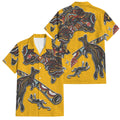 Didgeridoo Kangaroo Australia Family Matching Off Shoulder Short Dress and Hawaiian Shirt Aboriginal Dot Art Indigenous Wildlife