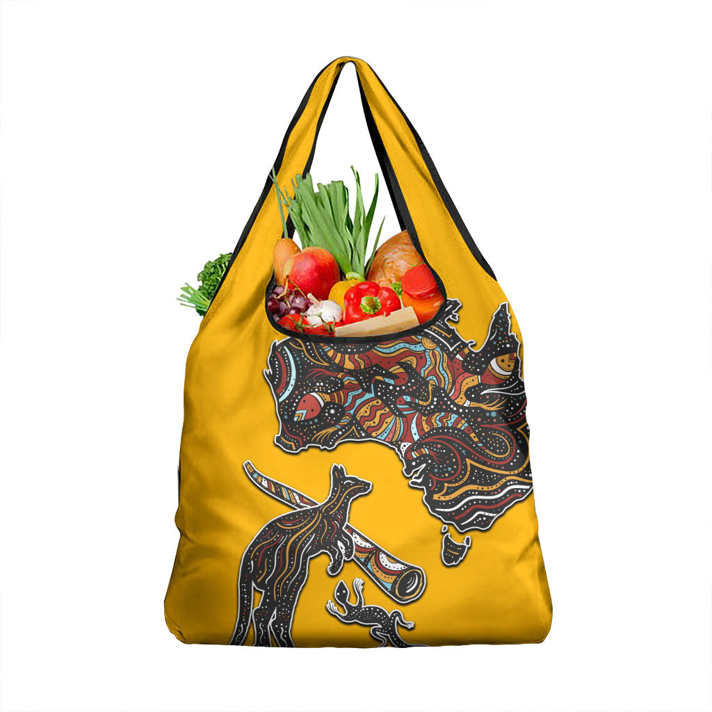 Didgeridoo Kangaroo Australia Grocery Bag Aboriginal Dot Art Indigenous Wildlife