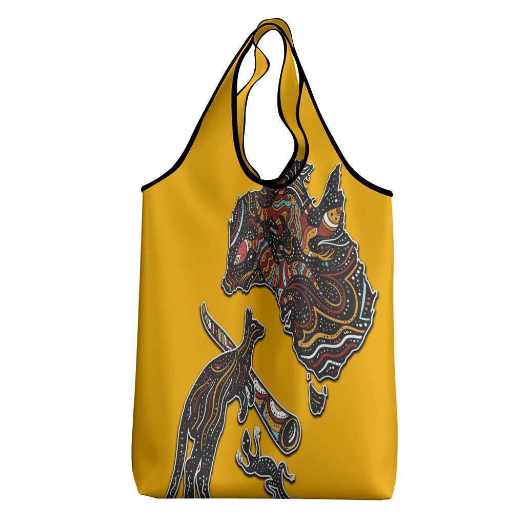 Didgeridoo Kangaroo Australia Grocery Bag Aboriginal Dot Art Indigenous Wildlife