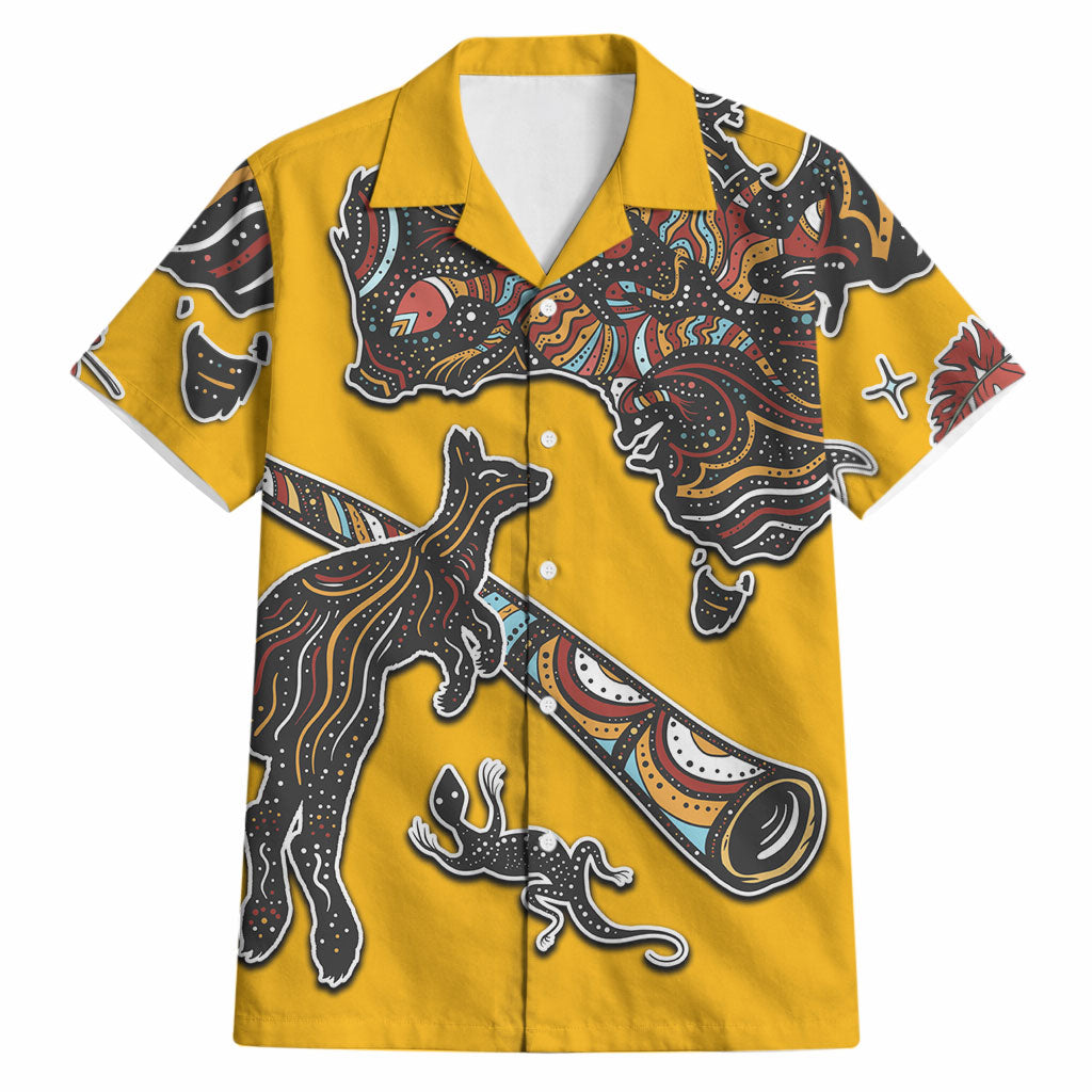 Didgeridoo Kangaroo Australia Hawaiian Shirt Aboriginal Dot Art Indigenous Wildlife
