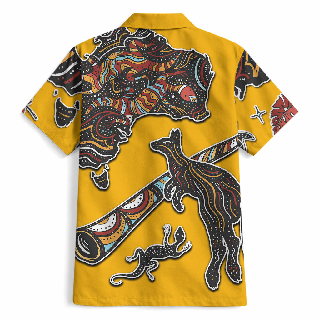 Didgeridoo Kangaroo Australia Hawaiian Shirt Aboriginal Dot Art Indigenous Wildlife