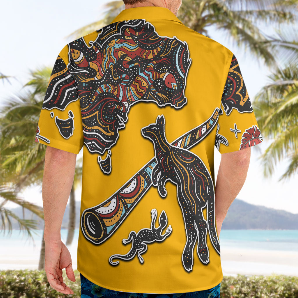 Didgeridoo Kangaroo Australia Hawaiian Shirt Aboriginal Dot Art Indigenous Wildlife