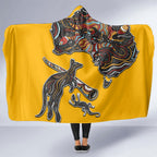 Didgeridoo Kangaroo Australia Hooded Blanket Aboriginal Dot Art Indigenous Wildlife